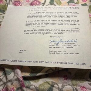 📜 1949 Partial Letter — Colonel Morris Mandelson — Chairman,Jewish War Veterans